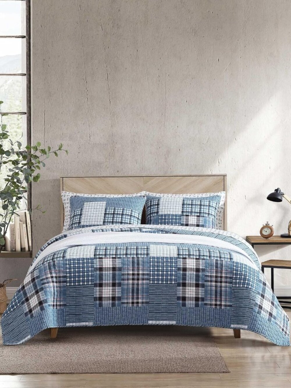 Queen Quilt Set with Shams, Cotton, Reversible